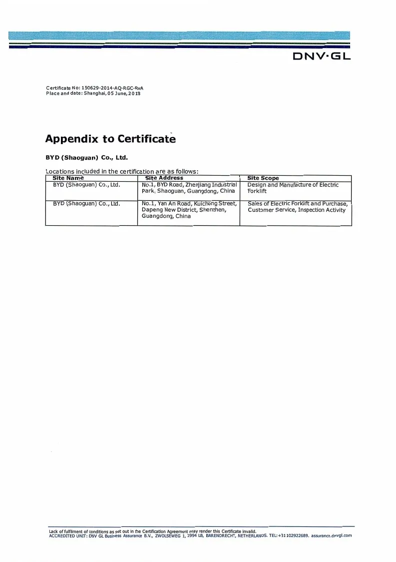 Zertifikat für Qualitätsmanagementsysteme - ISO9001: 2015GBT19001-2016 (Englisch)(Figur1)